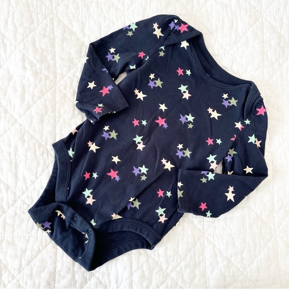 GAP Other - GAP Long Sleeve Onesie Bodysuit Navy Blue Stars 12-18 Months Baby Girl